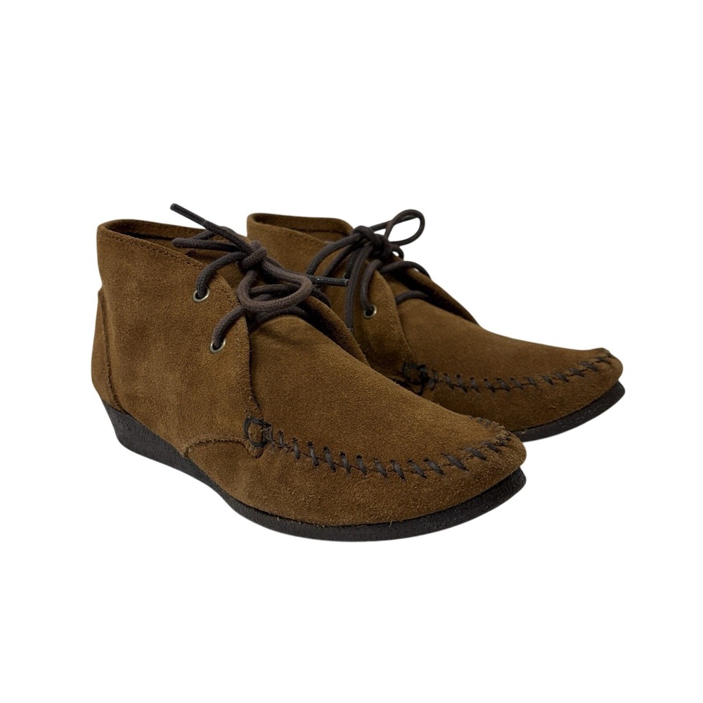 Minnetonka Women's Brown Suede Leather Wedge Ankle Boot Chukka 373 Size 7
